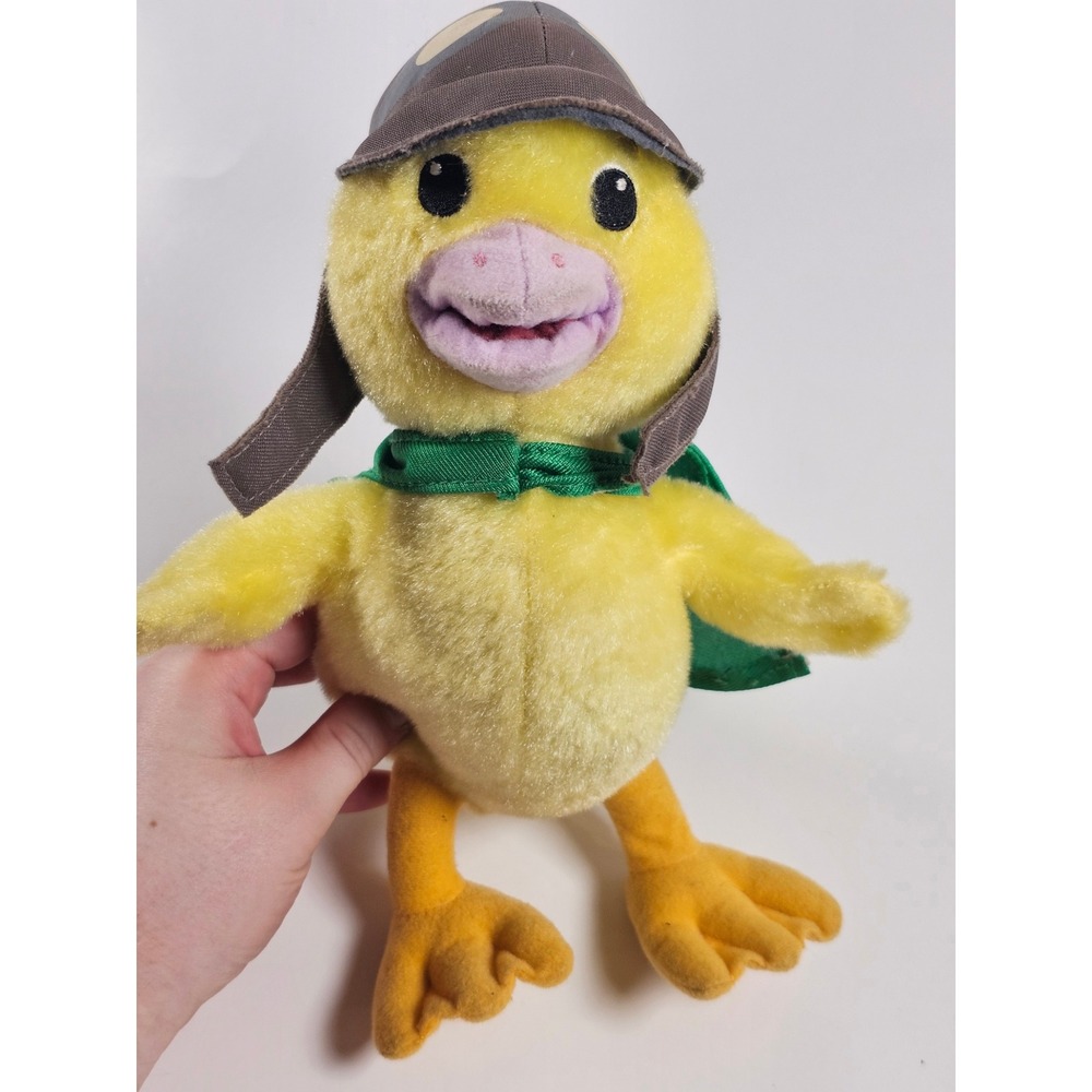 Wonder Pets Ming-Ming Duckling Plush Yellow Duck Aviator Helmet Green Cape Toy